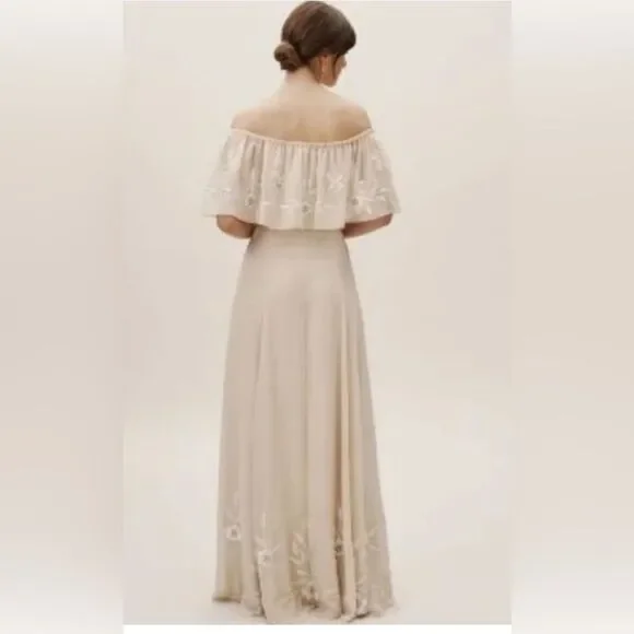 Brittany Dress from BHLDN with floral embroidery and delicate beading. - Picture 3 of 9